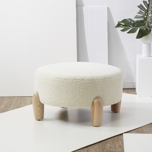 Safavieh Perez Scandinavian Rd Ottoman - Ivory | Ottomans | Modishstore