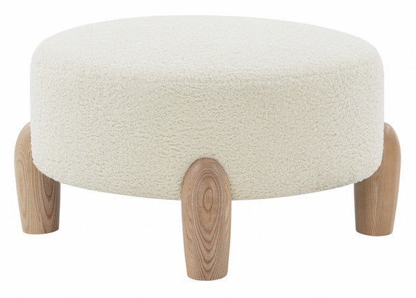 Safavieh Perez Scandinavian Rd Ottoman - Ivory | Ottomans | Modishstore - 3