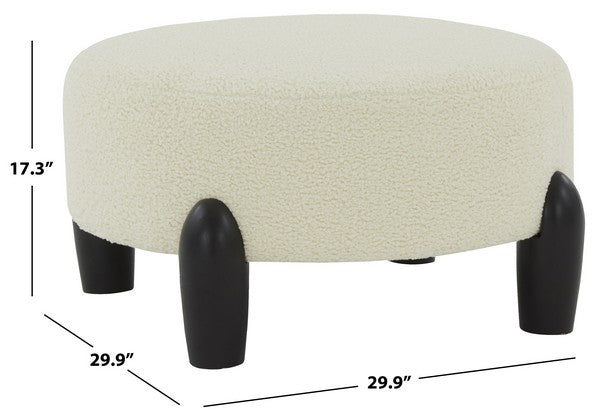 Safavieh Perez Scandinavian Rd Ottoman - Ivory | Ottomans | Modishstore - 3