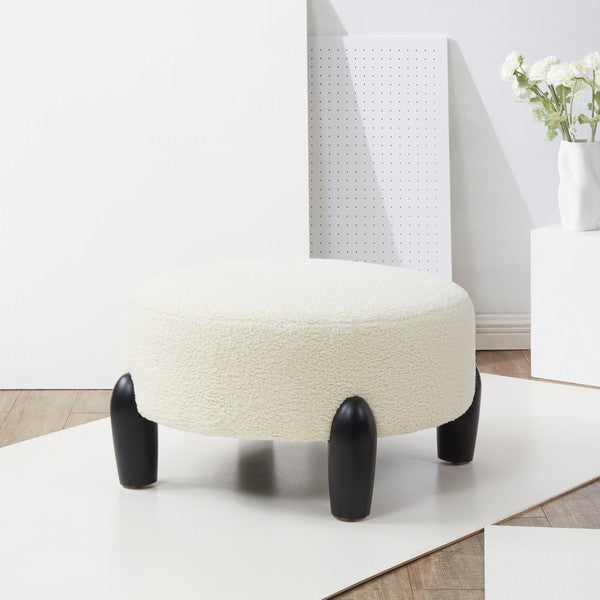 Safavieh Perez Scandinavian Rd Ottoman - Ivory | Ottomans | Modishstore