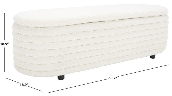 Safavieh Jaymie Storage Bench - Ivory | Ottomans | Modishstore - 3