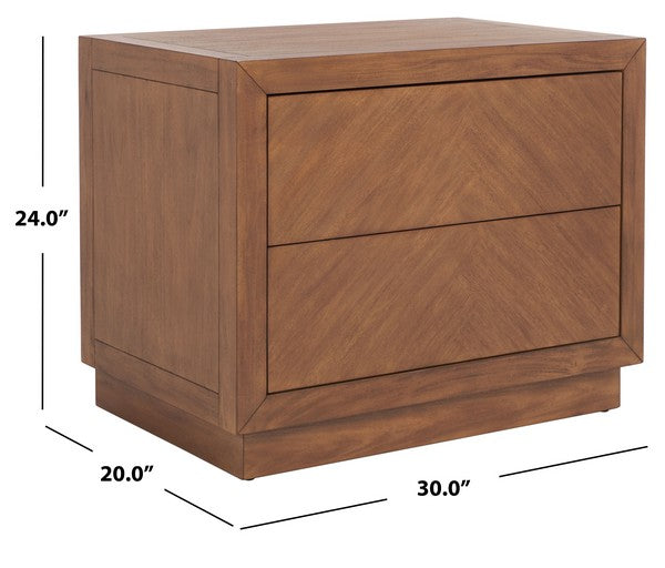 Safavieh Steve 2 Drawer Wood Nightstand - Brown | Nightstands | Modishstore - 3