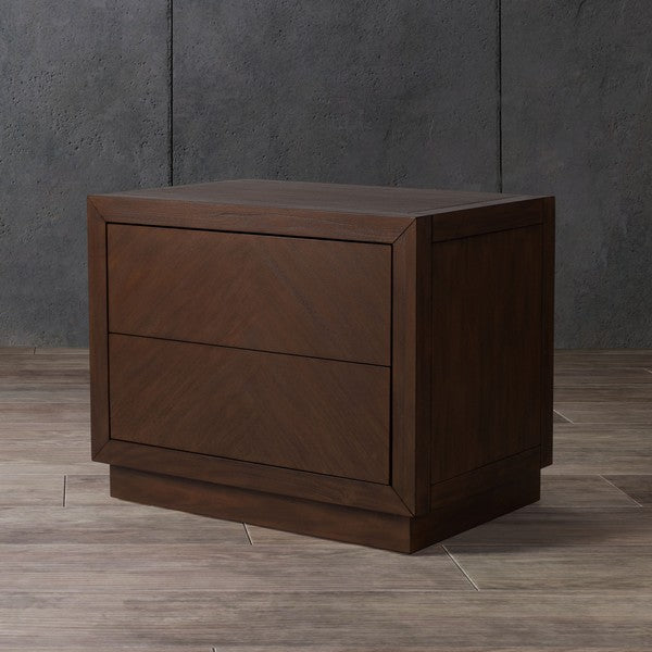 Safavieh Steve 2 Drawer Wood Nightstand - Brown | Nightstands | Modishstore