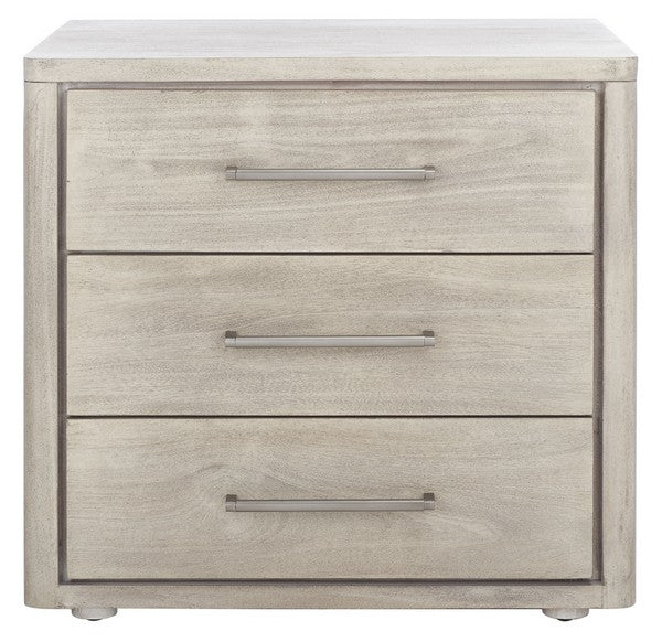 Safavieh Rosey 3 Drawer Wood Nightstand - Light Gray | Nightstands | Modishstore - 2