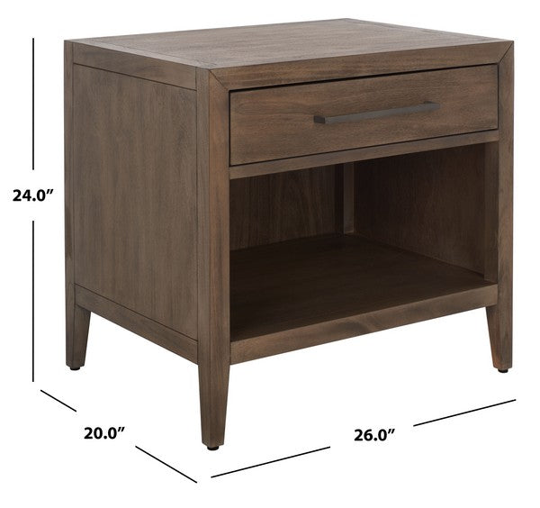 Safavieh Ariella 1 Drawer Wd Nightstand - Light Brown | Nightstands | Modishstore - 3