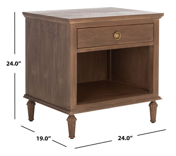 Safavieh Lisabet 1 Drawer Wd Nightstand - Brown | Nightstands | Modishstore - 3