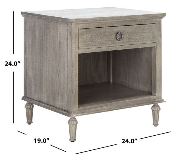 Safavieh Lisabet 1 Drawer Wd Nightstand - Light Gray | Nightstands | Modishstore - 3