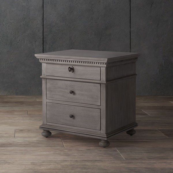 Safavieh Allisyn 3 Drawer Wd Nightstand - Light Gray | Nightstands | Modishstore