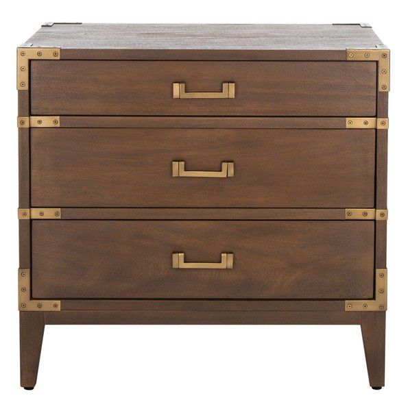 Safavieh Nisha 3 Drawer Wood Nightstand - Brown | Nightstands | Modishstore - 2