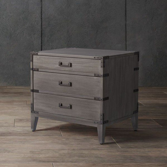 Safavieh Nisha 3 Drawer Wood Nightstand - Light Gray | Nightstands | Modishstore