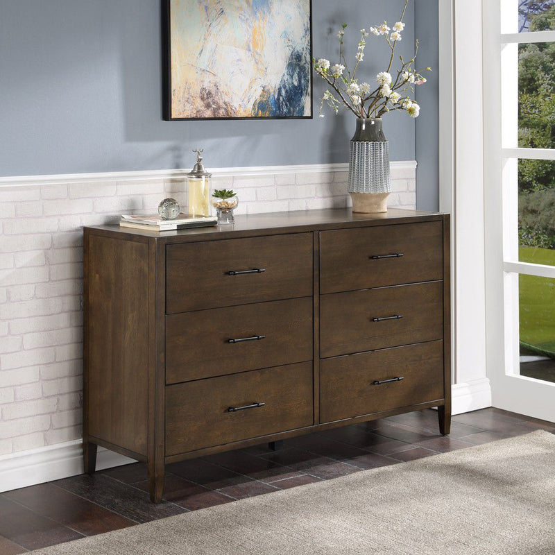 Safavieh Tompkins 6 Drawer Dresser - Dark Walnut | Dressers | Modishstore