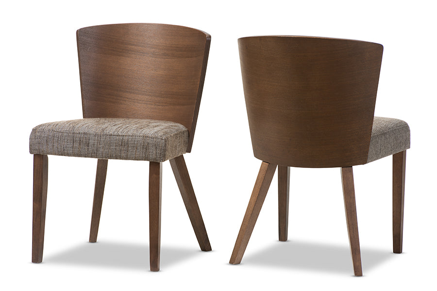 Baxton Studio Sparrow Brown and "Gravel" Wood Modern Dining Chair (Set of 2) | Modishstore | Dining Chairs - 2