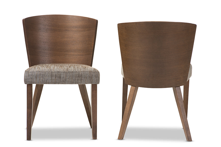 Baxton Studio Sparrow Brown and "Gravel" Wood Modern Dining Chair (Set of 2) | Modishstore | Dining Chairs - 4