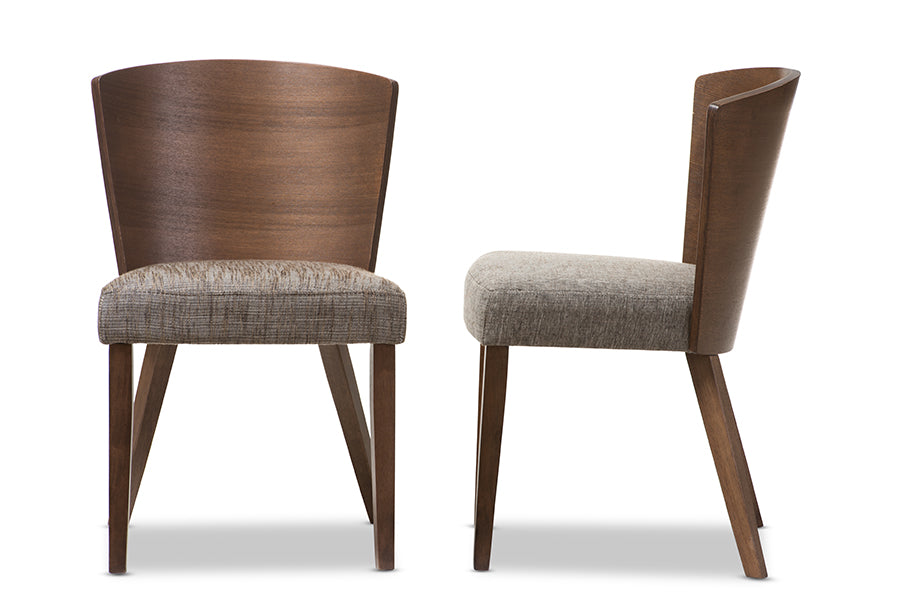 Baxton Studio Sparrow Brown and "Gravel" Wood Modern Dining Chair (Set of 2) | Modishstore | Dining Chairs - 3