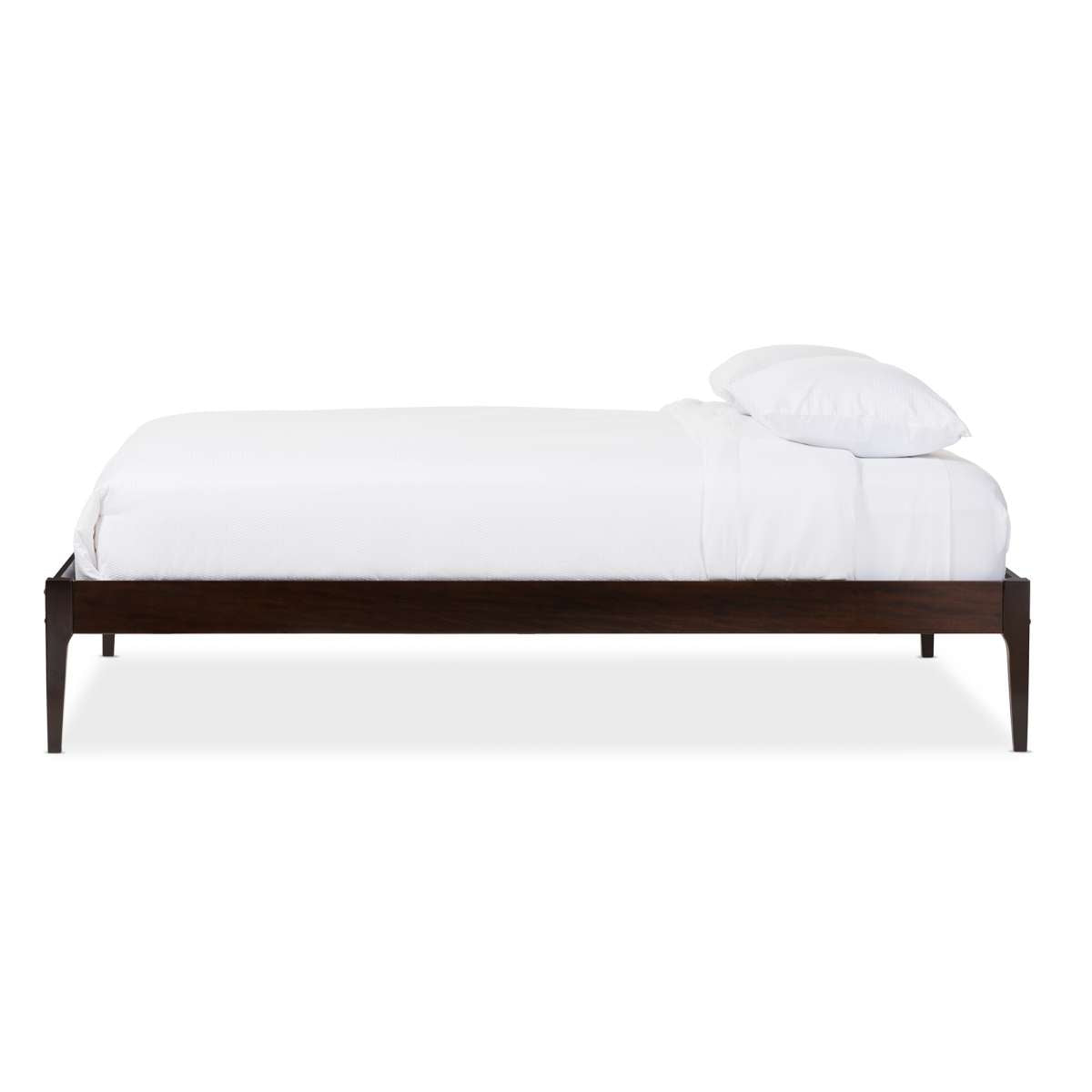 Baxton Studio Bentley Mid-Century Modern Cappuccino Finishing Solid Wood Queen Size Bed Frame | Beds | Modishstore - 2