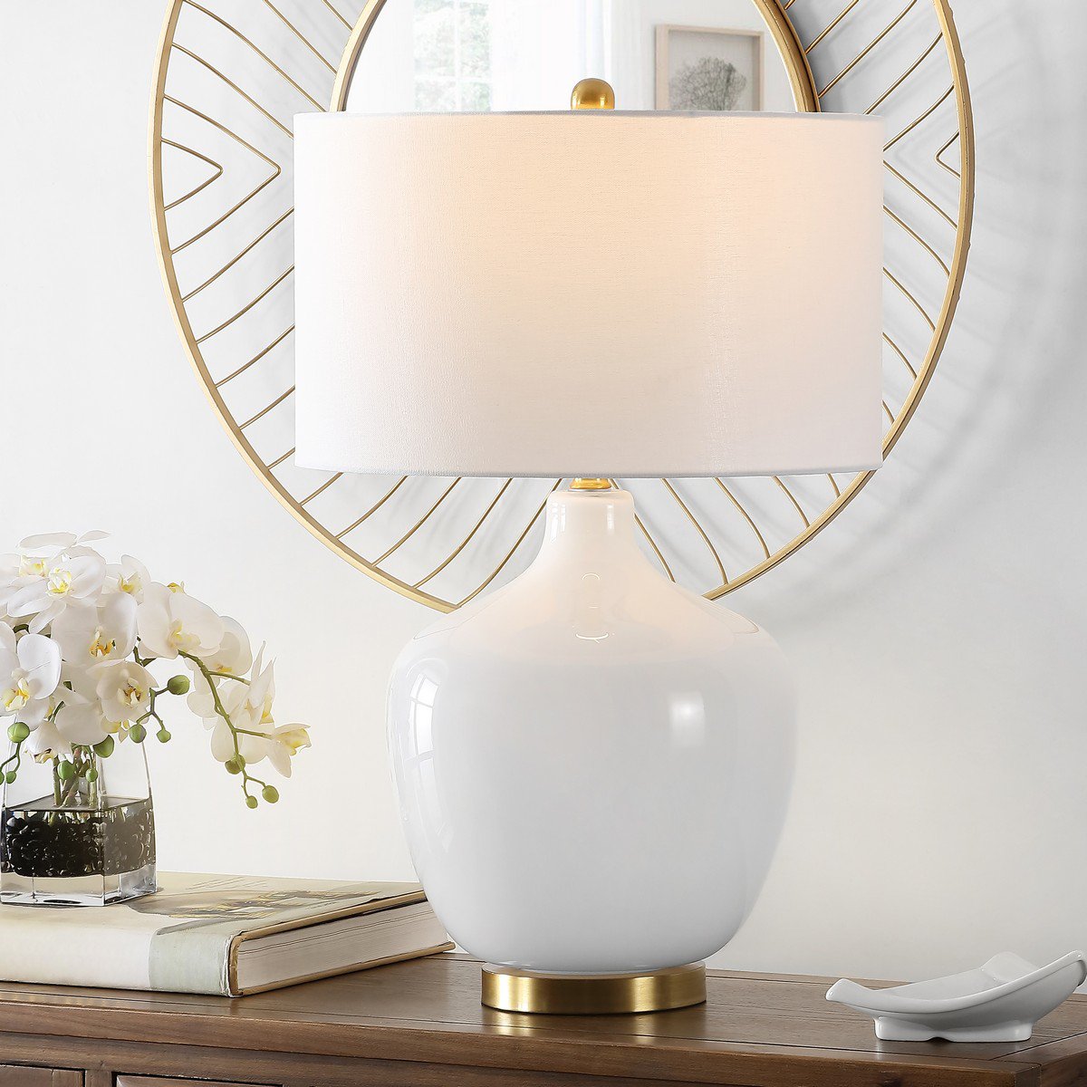 Safavieh Eugenie Glass Table Lamp - White | Table Lamps | Modishstore - 3