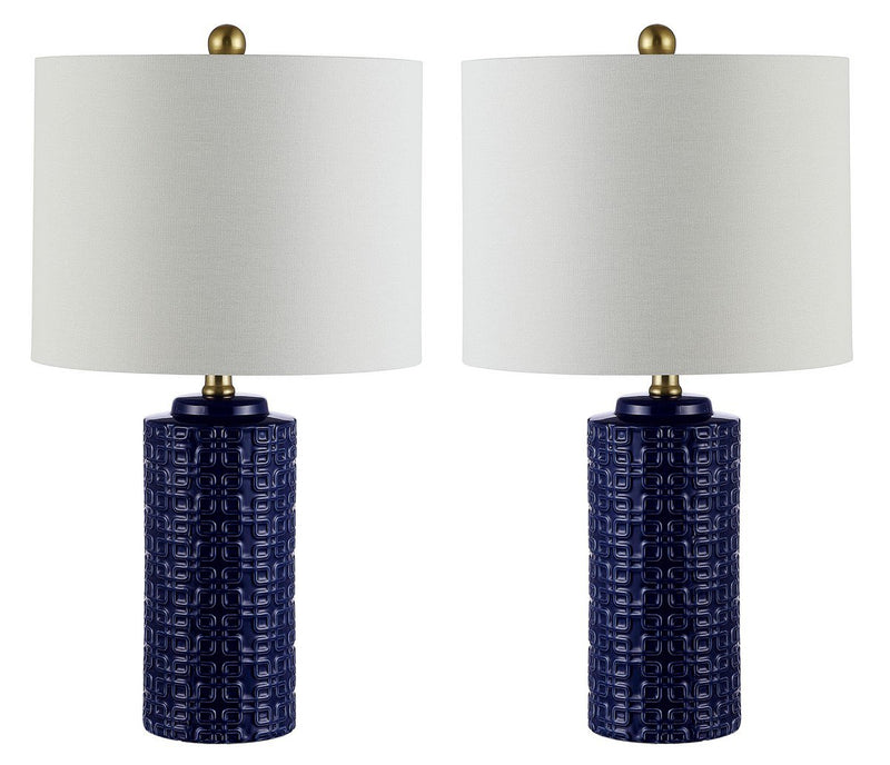 Safavieh Artef Ceramic Table Lamp Set Of 2 - Navy Blue | Table Lamps | Modishstore