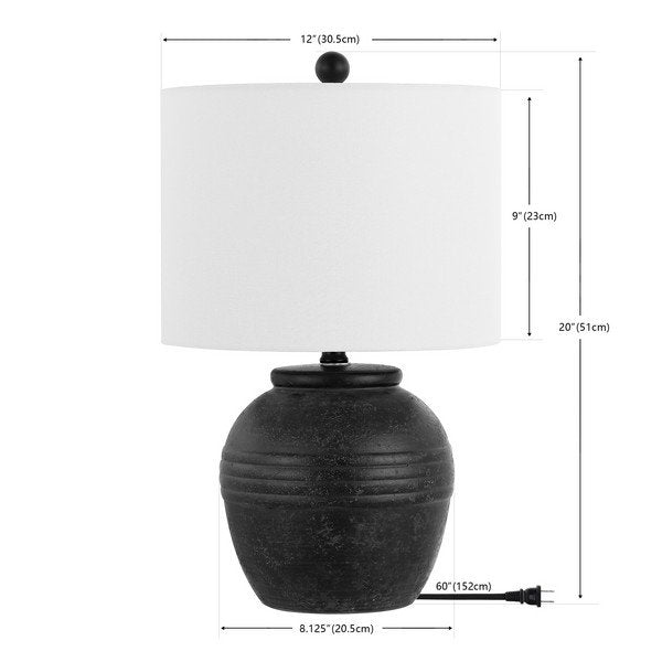 Safavieh Naturi, 20 Inch, Black, Ceramic Table Lamp - Black | Table Lamps | Modishstore - 3