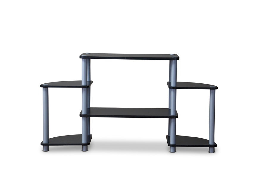 baxton studio orbit black and silver 3 tier tv stand | Modish Furniture Store-3