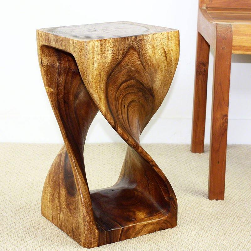 Haussmann Twist Stool 10" Sq - Walnut | Stools & Benches | Modishstore