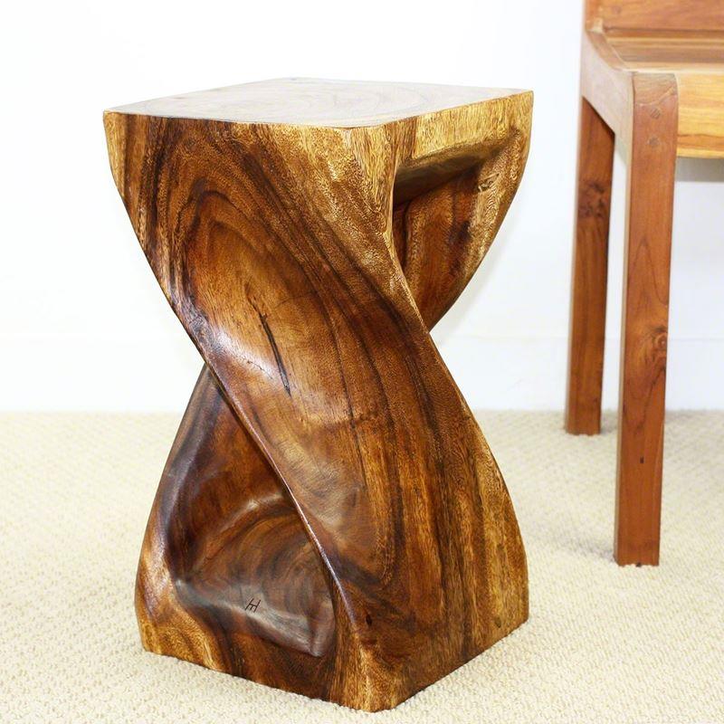 Haussmann Twist Stool 10" Sq - Walnut | Stools & Benches | Modishstore-2