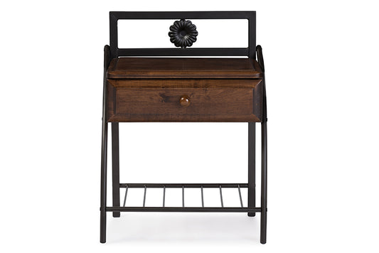 Baxton Studio Jevenci Vintage Industrial Black Finished Metal Nightstand | Modishstore | Nightstands