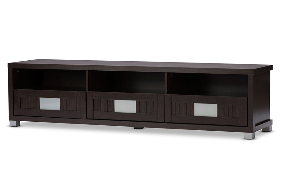 baxton studio gerhardine dark brown wood 63 inch tv cabinet with 3 drawer | Modish Furniture Store-2