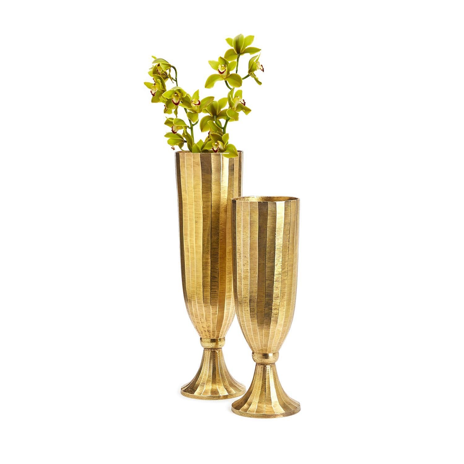 Golden Pedestal Vase Set Of 4 By Tozai Home | Vases | Modishstore - 1