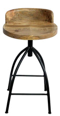 Industrial Style Adjustable Swivel Counter Height Stool With Backrest  By Benzara