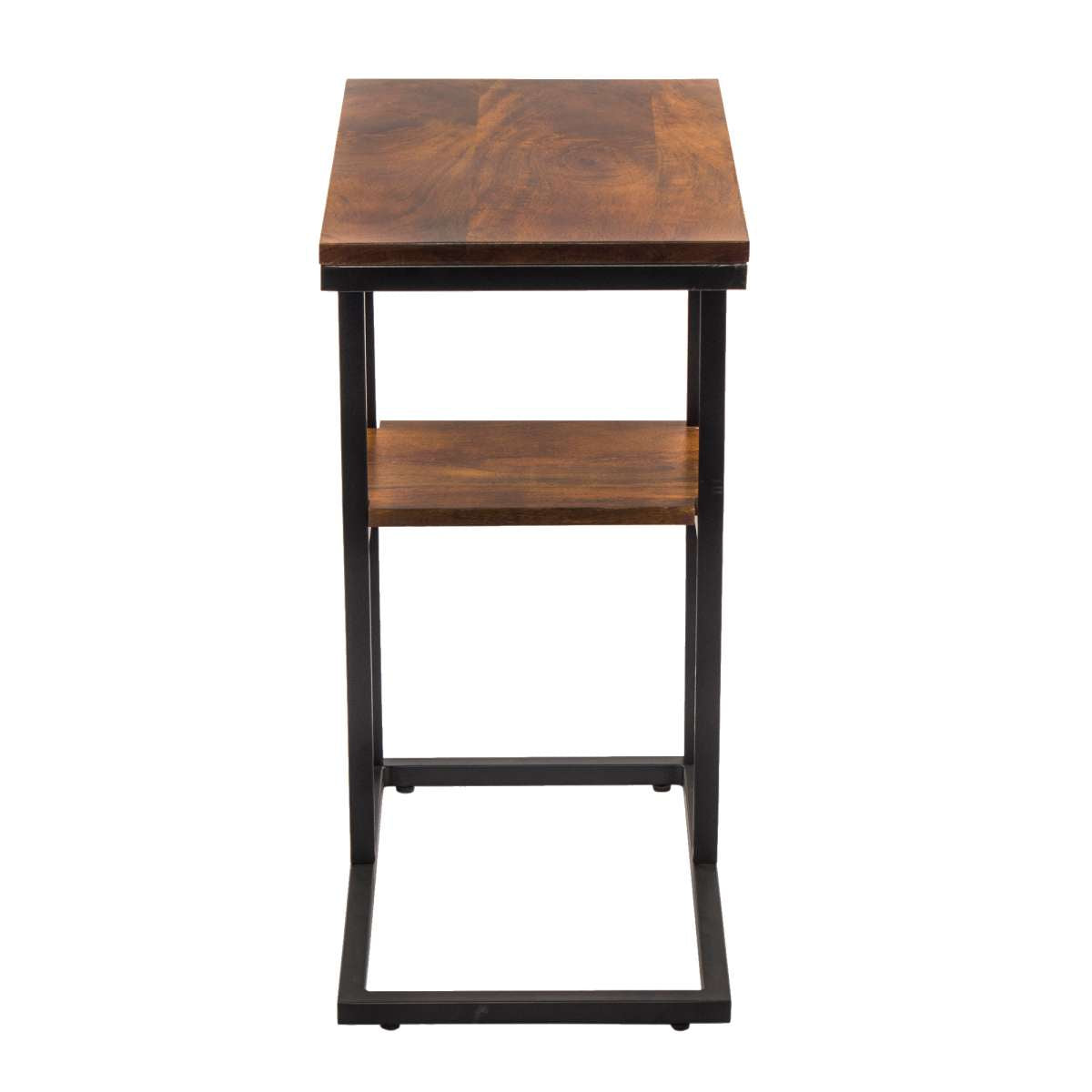 Iron Framed Mango Wood Accent Table With Lower Shelf, Brown By Benzara | Accent Tables |  Modishstore  - 4