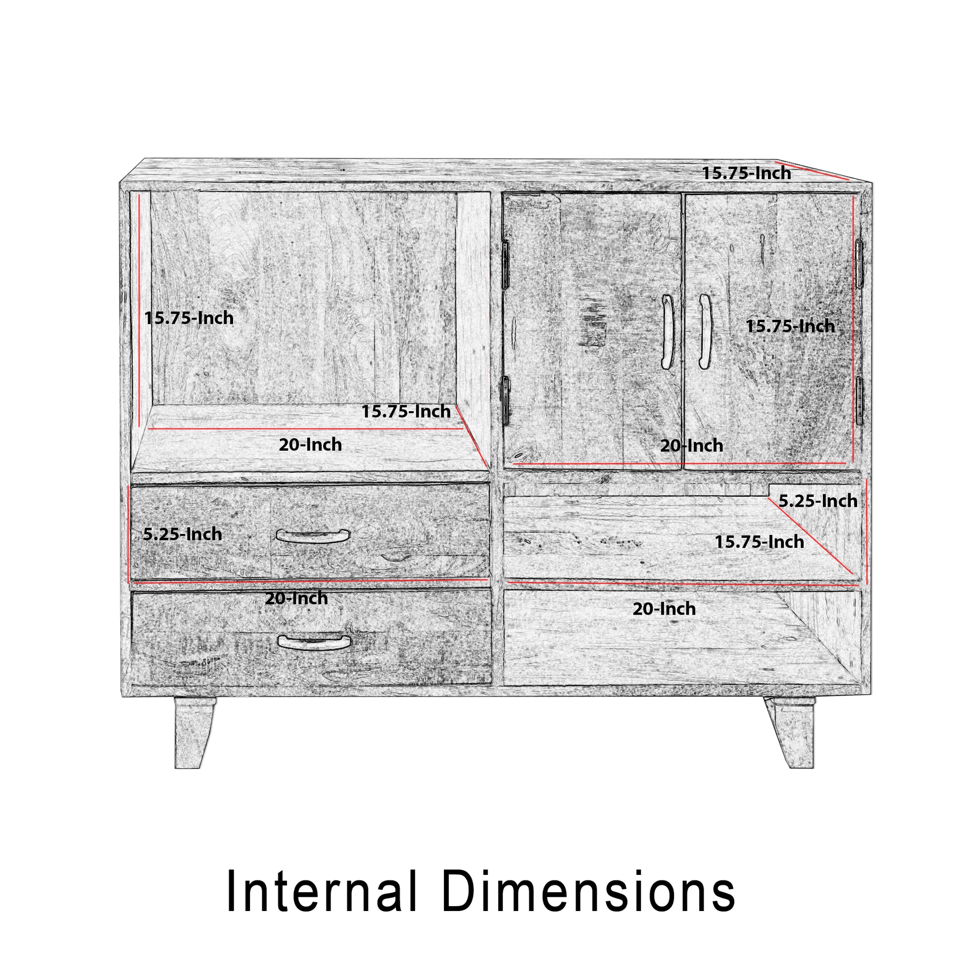 Farmhouse Style Mango Wood Display Unit With 2 Drawer Storage, Brown By Benzara | Cabinets |  Modishstore  - 8