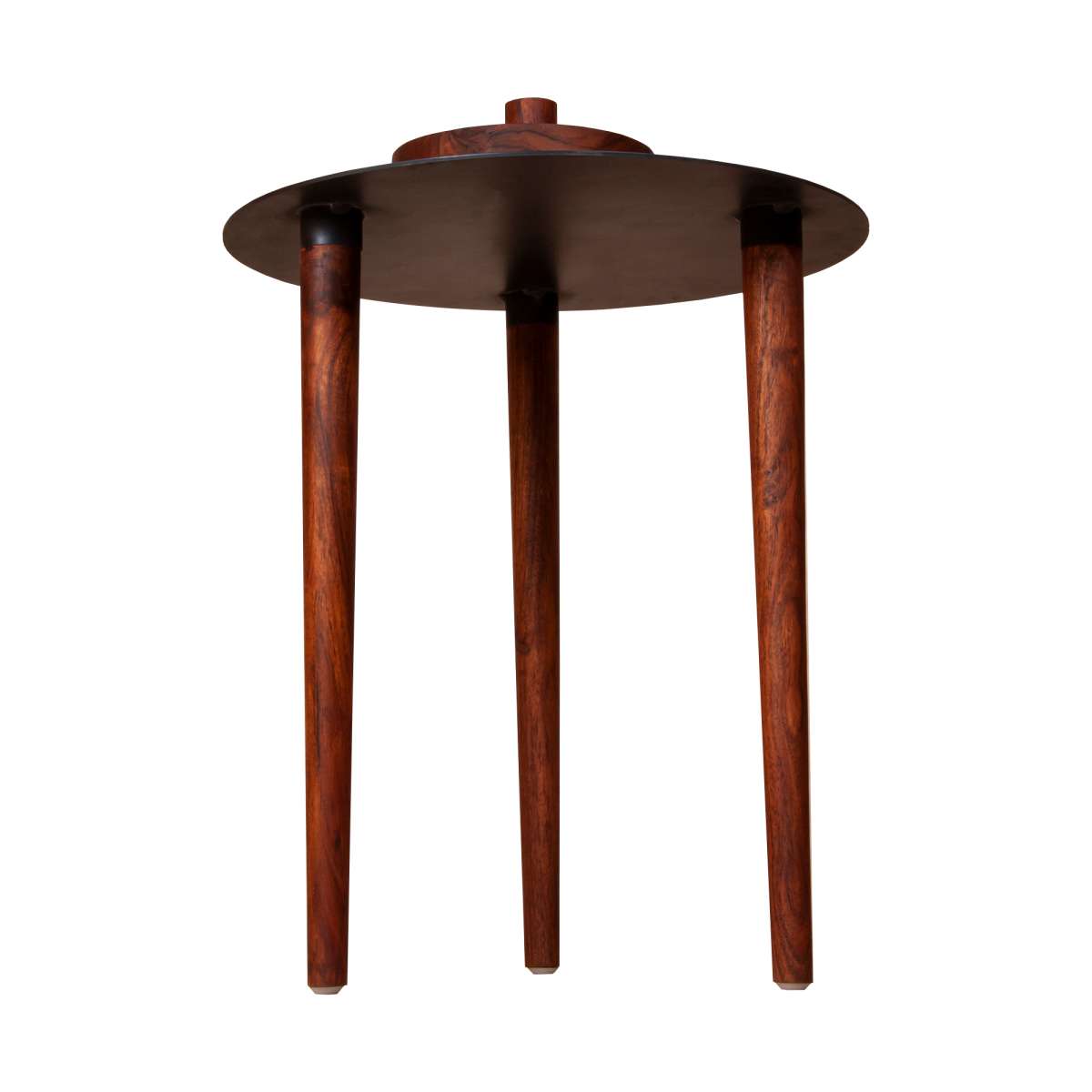 Round Metal Top Side Table With Rotatable Tray And Tripod Legs, Brown And Black By Benzara | End Tables |  Modishstore  - 7