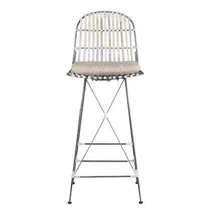 Jane Open Weave Rattan and Iron Barstool - Set of 2 by Jeffan | Bar Stools | Modishstore - 5