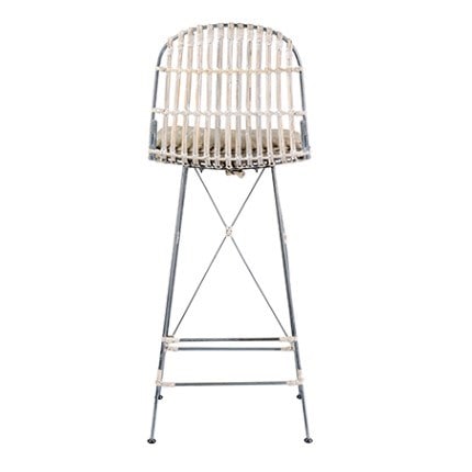 Jane Open Weave Rattan and Iron Barstool - Set of 2 by Jeffan | Bar Stools | Modishstore - 3