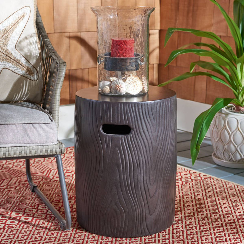 Safavieh Haruki Outdoor Modern Concrete Round Accent Table - Dark Grey