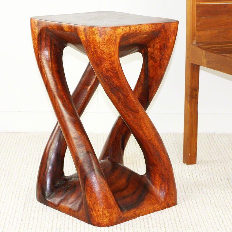 Haussmann Vine Twist Stool 14" Sq - Cherry Intensive | Stools & Benches | Modishstore-3