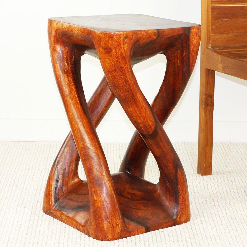 Haussmann Vine Twist Stool 14" Sq - Cherry Intensive | Stools & Benches | Modishstore