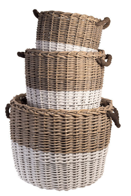 Vagabond Vintage Willow Round Oversized Basket Set of 3