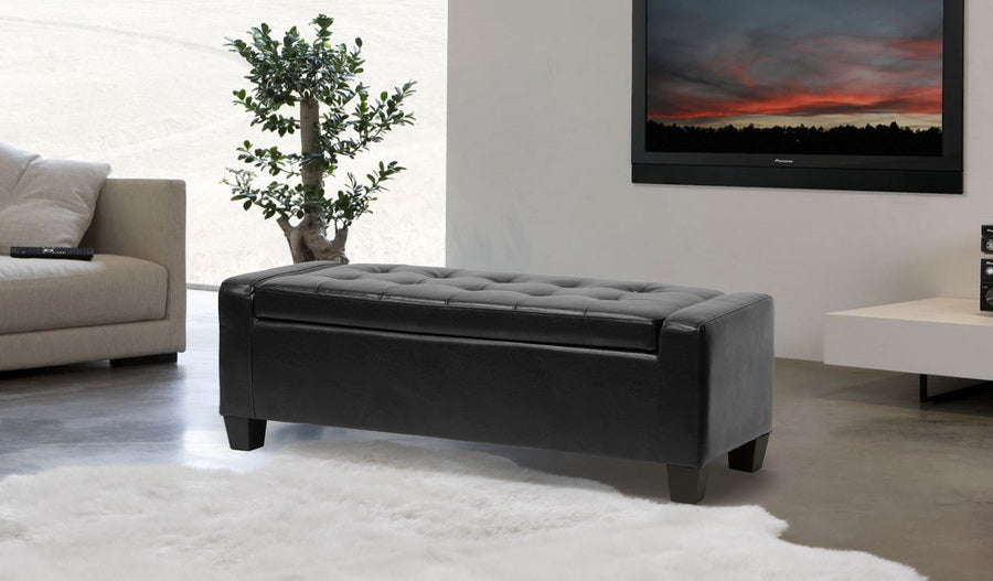 Baxton Studio Manchester Black Ottoman Black Modish Store