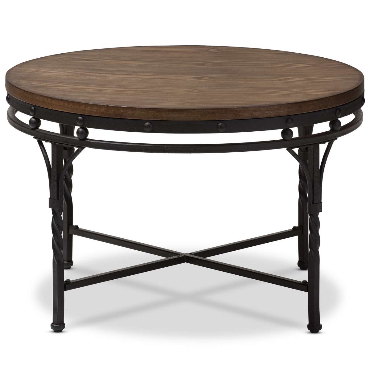 Baxton Studio Austin Vintage Industrial Antique Bronze Round Coffee Cocktail Occasional Table | Coffee Tables | Modishstore - 3