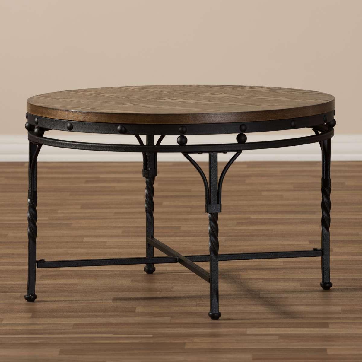 Baxton Studio Austin Vintage Industrial Antique Bronze Round Coffee Cocktail Occasional Table | Coffee Tables | Modishstore - 2