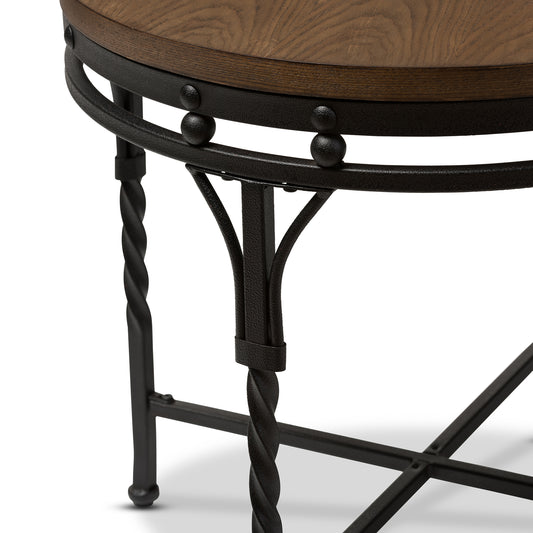 Baxton Studio Austin Vintage Industrial Antique Bronze Round End Table | End Tables | Modishstore