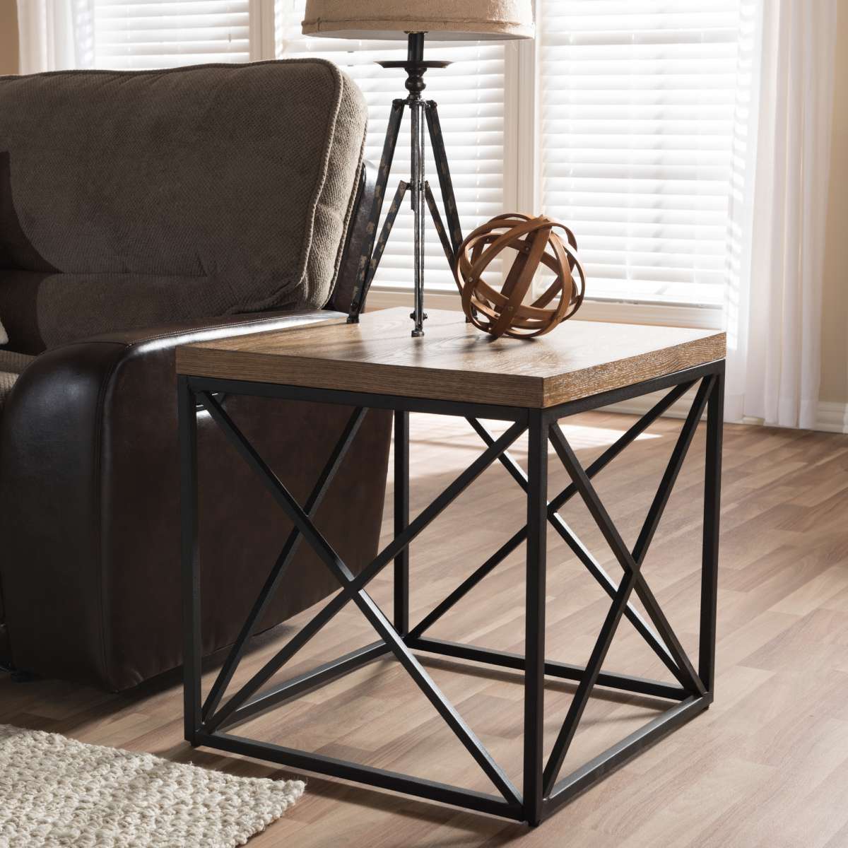 Baxton Studio Holden Vintage Industrial Antique Bronze End Table | End Tables | Modishstore