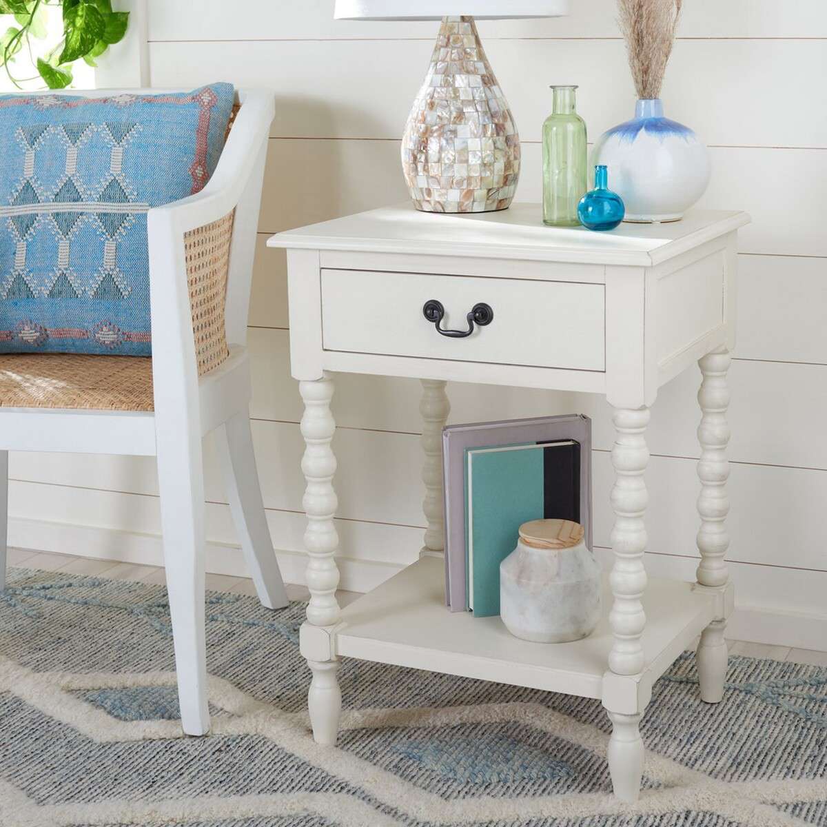 Safavieh Athena Accent Table - Distressed White | Accent Tables | Modishstore