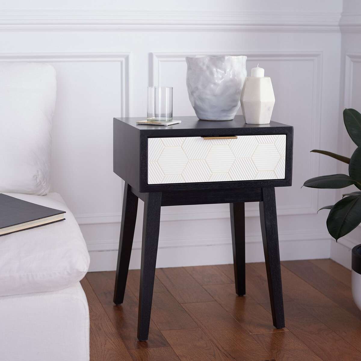 Safavieh Keya 1 Drawer Accent Table - Black | Accent Tables | Modishstore