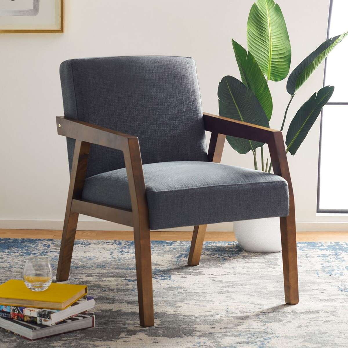 Safavieh Olyvar Arm Chair - Dark Gray | Accent Chairs | Modishstore