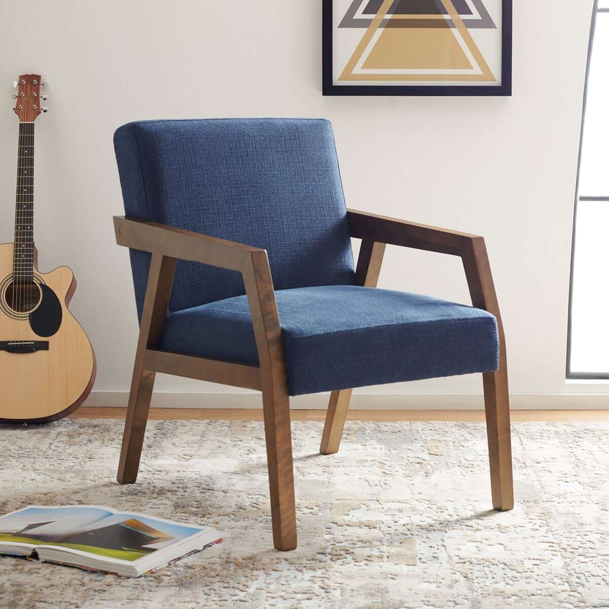 Safavieh Olyvar Arm Chair - Navy | Accent Chairs | Modishstore