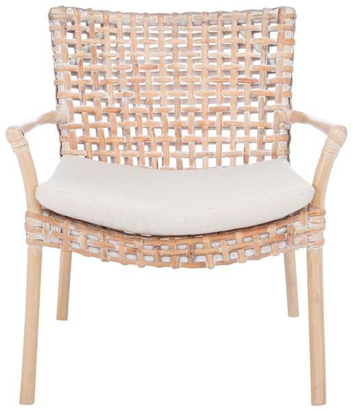 Safavieh Collette Rattan Accent Chair W/ Cushion - Natural White Wash | Accent Chairs | Modishstore - 3