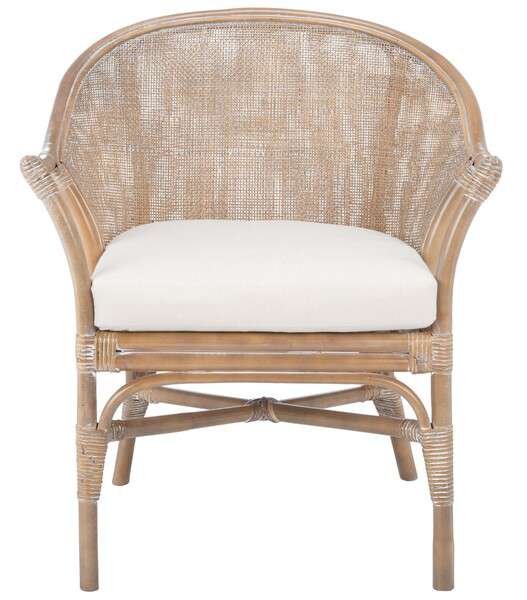 Safavieh Dustin Rattan Accent Chair W/ Cushion - Gray White Wash | Accent Chairs | Modishstore - 3