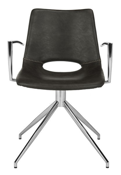 Safavieh Dawn Midcentury Modern Leather Swivel Office Arm Chair | Office Chairs | Modishstore - 1